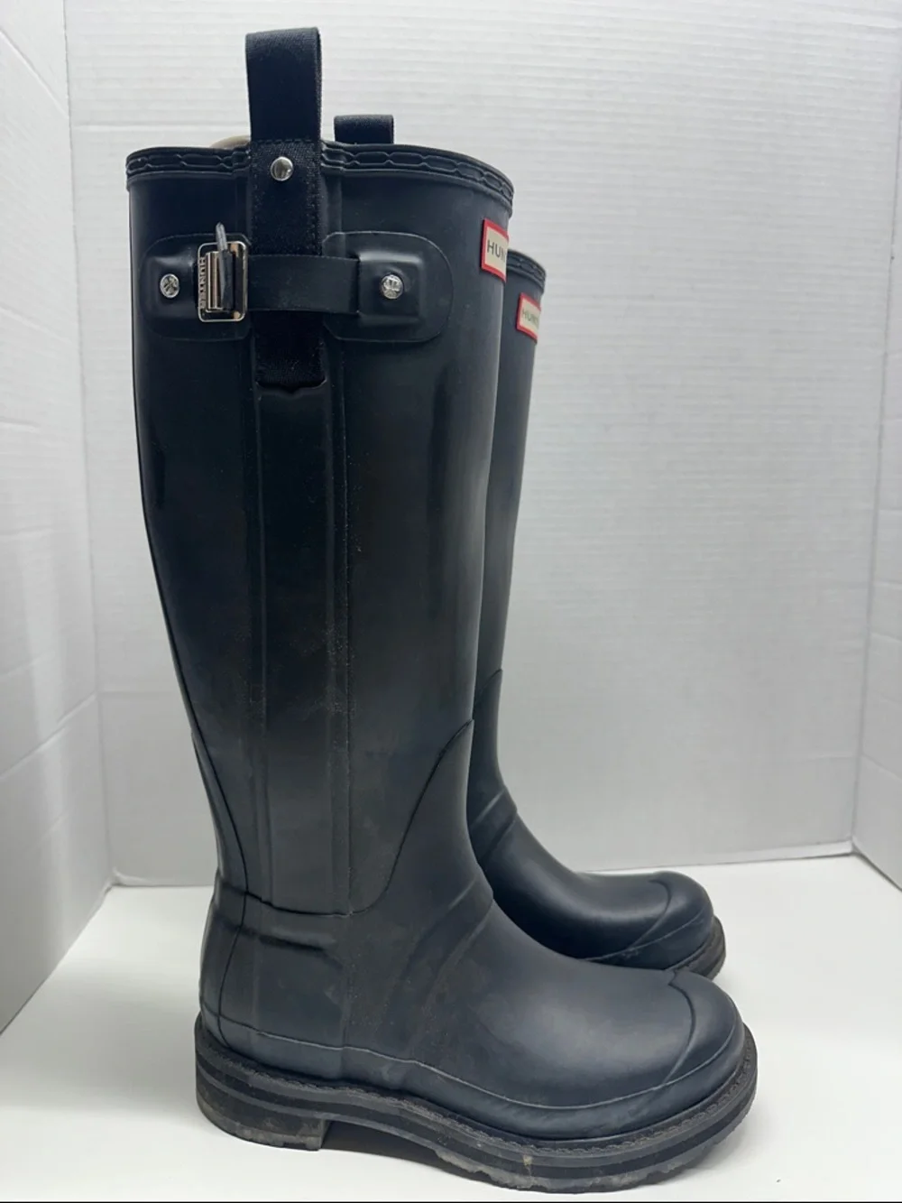 Hunter Rain Boots Boot Tall Pull On Tab Waterproof Matte Black Women's Size 6